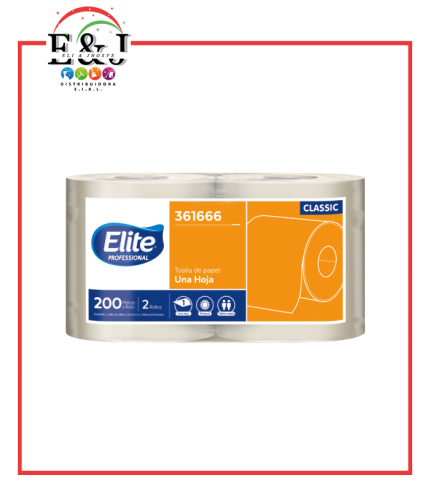 PAPEL TOALLA UNA HOJA 200MTS ELITE X 2 ROLLOS